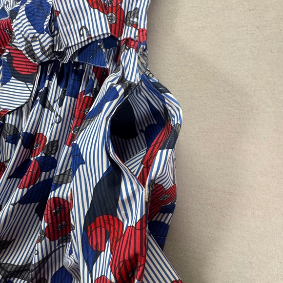 Brooks Brothers 1818 Womens Floral Striped Cotton Shirt Dress Blue Red White 8 - Picture 9 of 11